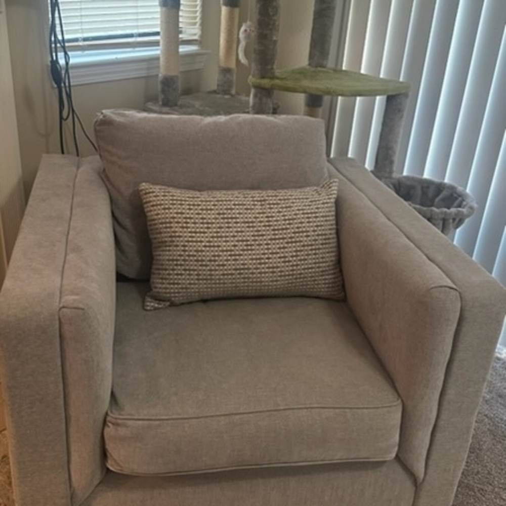 Modern Gray Armchair with Cushion